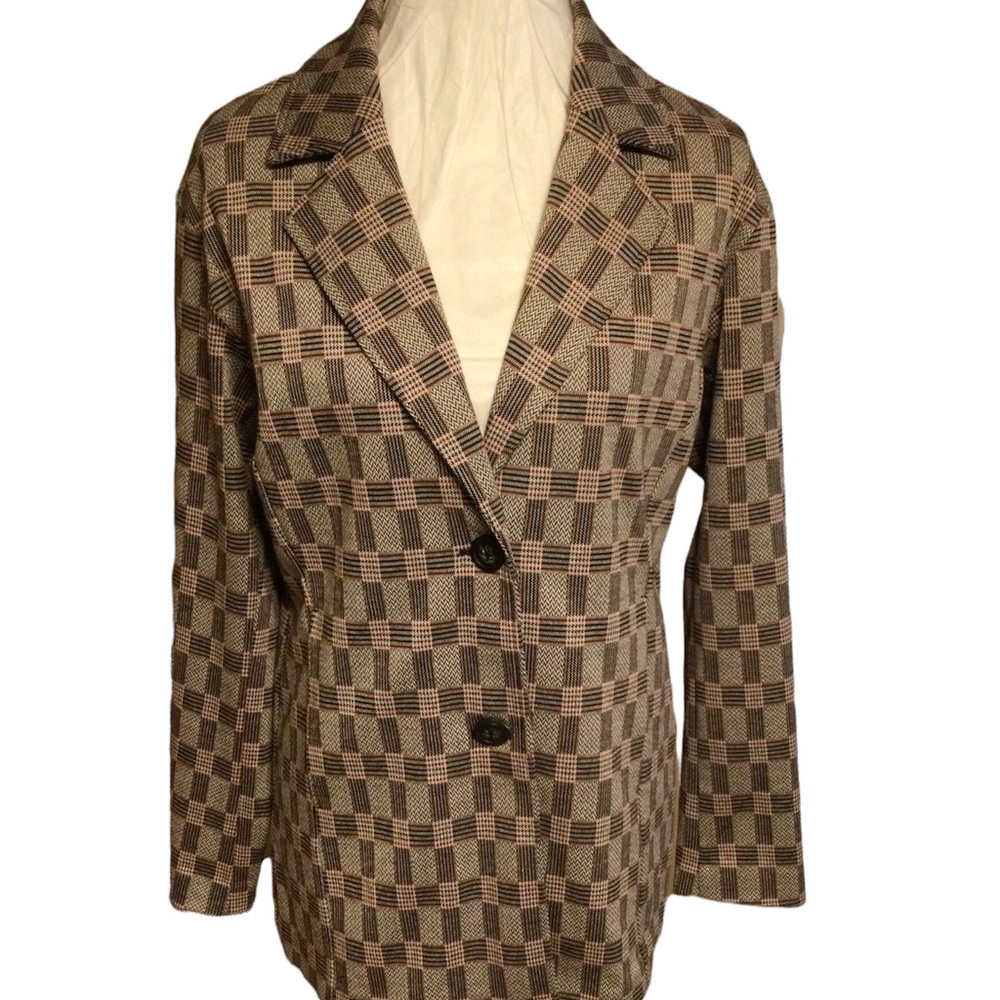 Anthropologie Alec Les Filles plaid blazer pockets NEW without Tag SZ …